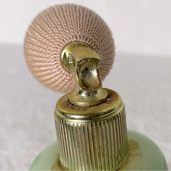 Vintage Pink Green Genuine Alabaster Perfume Atomizer Puff Sprayer Bottle - Picture 14 of 15